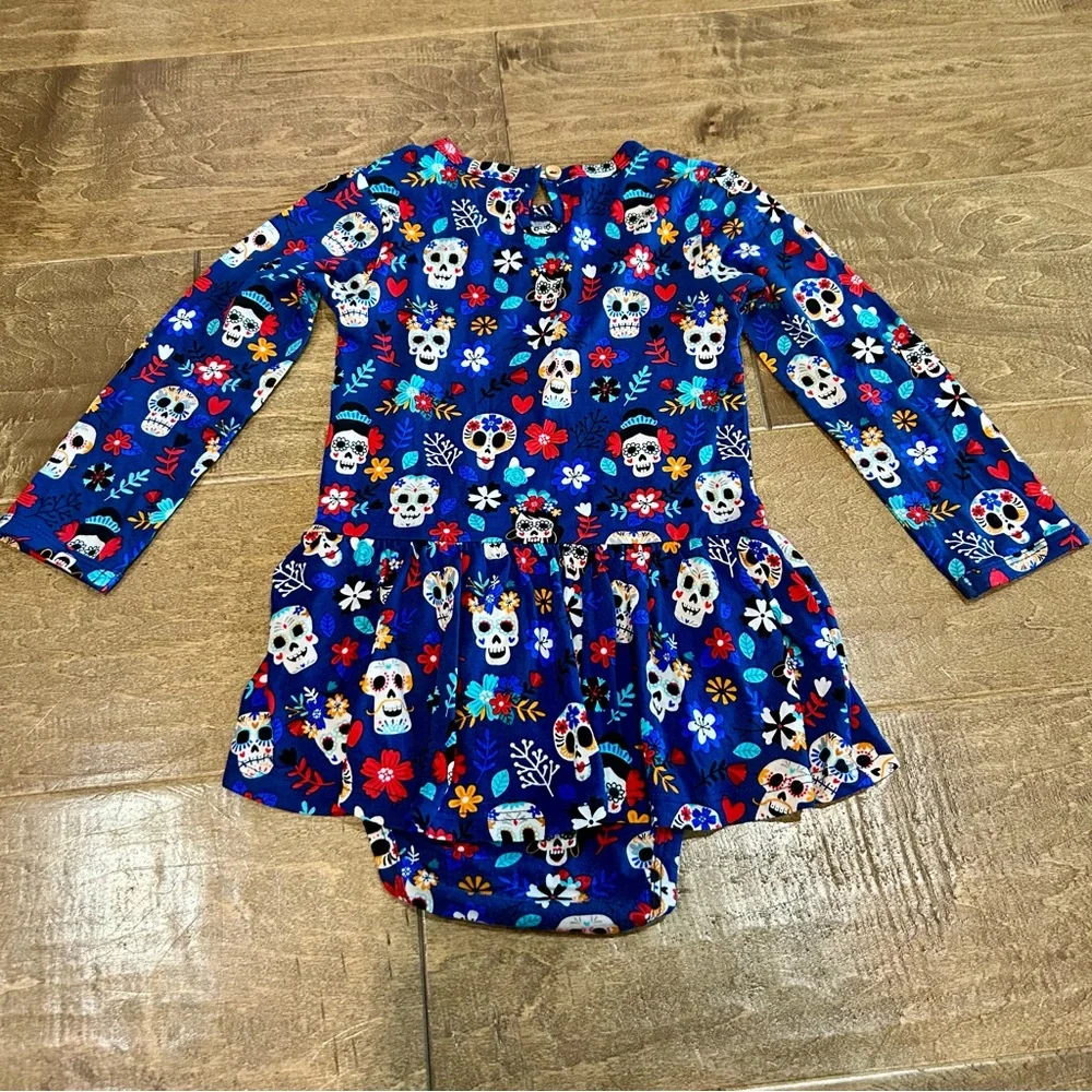 Little Bum Bums Girls Day of the Dead Dress Blue Size 2T EUC Cute Girly Fun